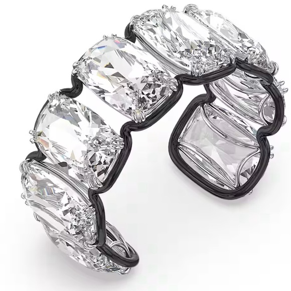 Harmonia cuff, Oversized floating crystals, White, Mixed metal - Picture 5 of 5